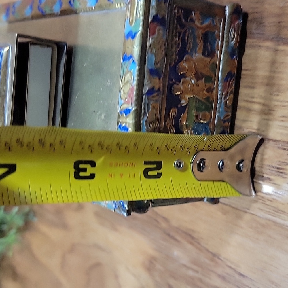 Antique Cloisonne Brass Cigarette & Matchbox Holder - Picture 13 of 14